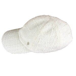 Helen Kaminski Wool Blend Hat Boucle Fabric Woven Grid Baseball Cream Ivory